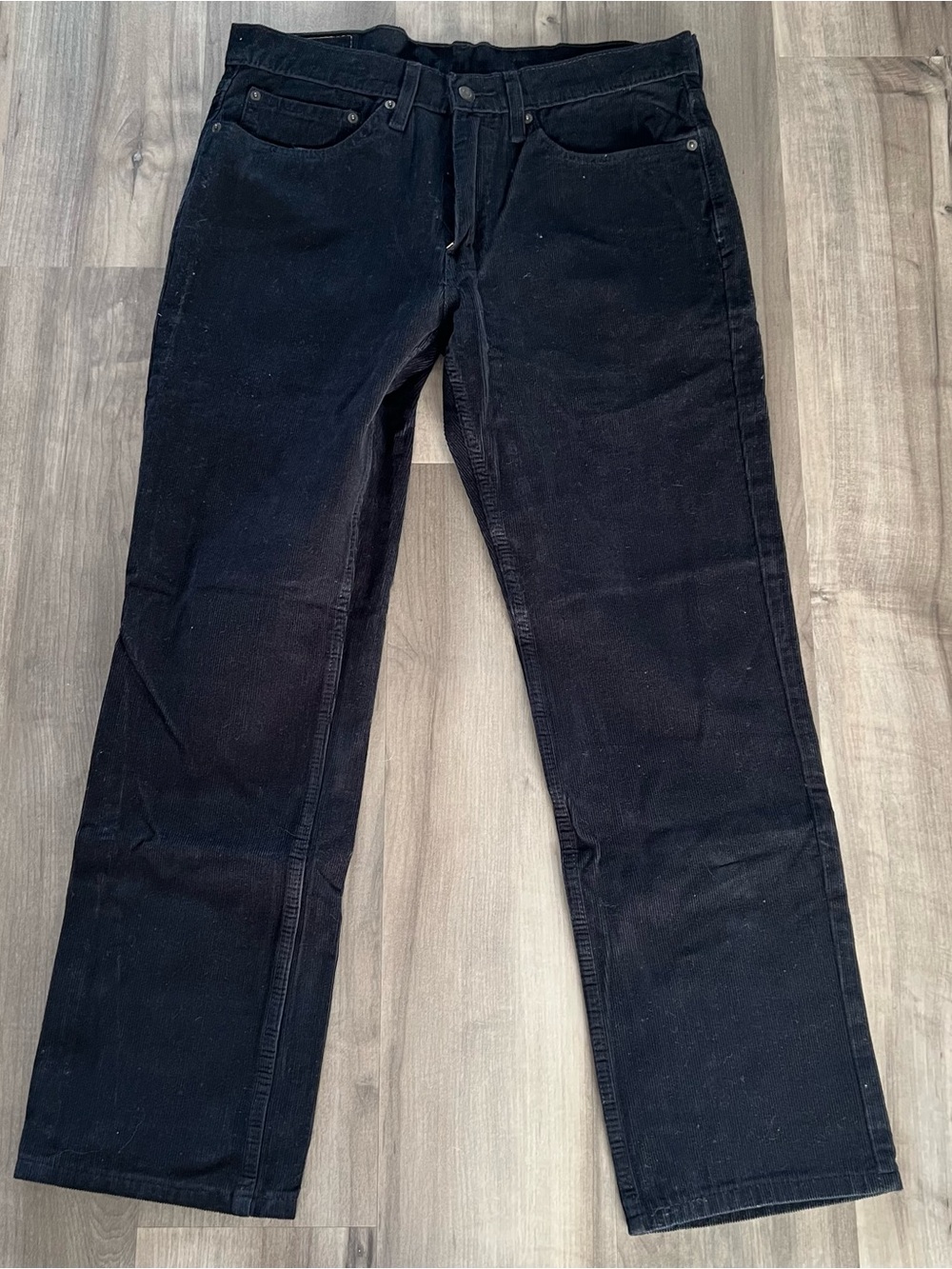 Levis 514 Men 34 x 30 Straight Fit Solid Black Stretch Corduroy Jeans Pants